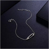 925 Silver Safety Pin CZ Charm Bracelet For Women