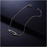 925 Silver Safety Pin CZ Charm Bracelet For Women