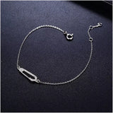 925 Silver Safety Pin CZ Charm Bracelet For Women