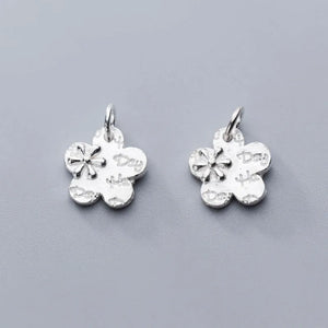 925 Sterling Silver Flower Charms 14mm Women Necklace DIY Jewelry Making