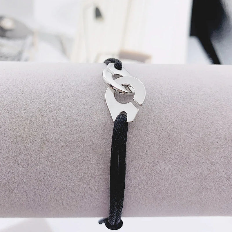 925 Sterling Silver Handcuff Bracelet with Rope Bracelet