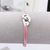 925 Sterling Silver Handcuff Bracelet with Rope Bracelet