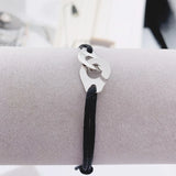 925 Sterling Silver Handcuff Bracelet with Rope Bracelet
