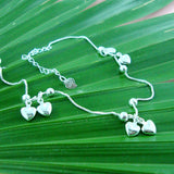 925 Sterling Silver Heart Ankle Pendant Beaded Foot Jewelry