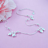 925 Sterling Silver Heart Ankle Pendant Beaded Foot Jewelry