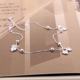 925 Sterling Silver Heart Ankle Pendant Beaded Foot Jewelry