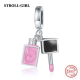 925 Silver Heart Envelope Charm Bead with Red Cz - Fits Bracelet