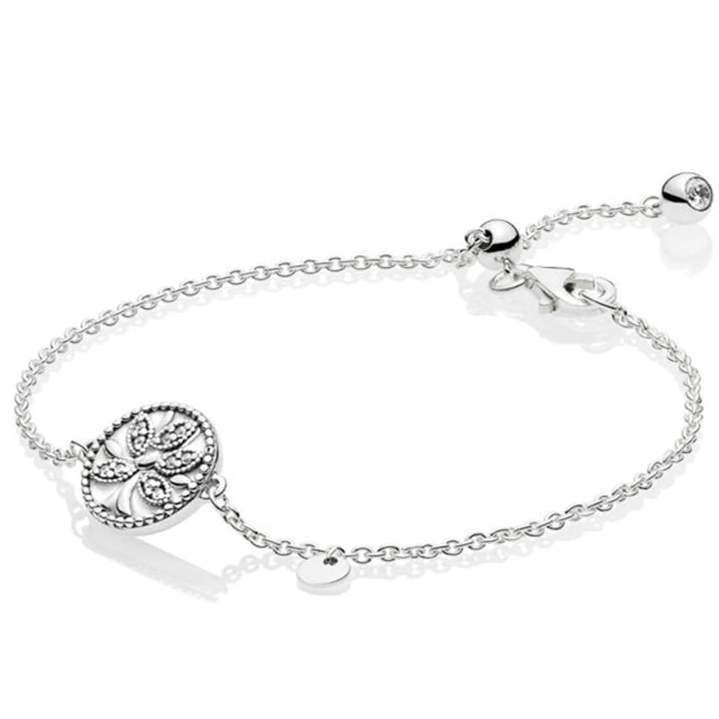 925 Silver Family Tree Of Life Bracelet with Crystal Chain