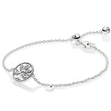 925 Silver Family Tree Of Life Bracelet with Crystal Chain