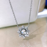 925 Sterling Silver Diamond Flower Pendant Necklace for Women