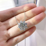 925 Sterling Silver Diamond Flower Pendant Necklace for Women