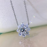 925 Sterling Silver Diamond Flower Pendant Necklace for Women