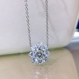 925 Sterling Silver Diamond Flower Pendant Necklace for Women