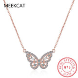 925 Silver Diamond Butterfly Pendant Women Wedding Jewelry