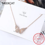 925 Silver Diamond Butterfly Pendant Women Wedding Jewelry
