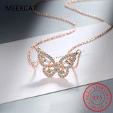 925 Silver Diamond Butterfly Pendant Women Wedding Jewelry