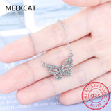 925 Silver Diamond Butterfly Pendant Women Wedding Jewelry