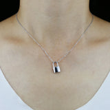 925 Sterling Silver Padlock Charm Pendant Necklace