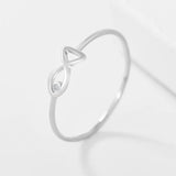 925 Sterling Silver Fish Ring with Crystal Stone