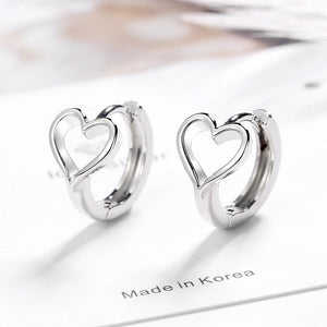 925 Sterling Silver Heart Ear Cuff Clip Earrings, No Piercing