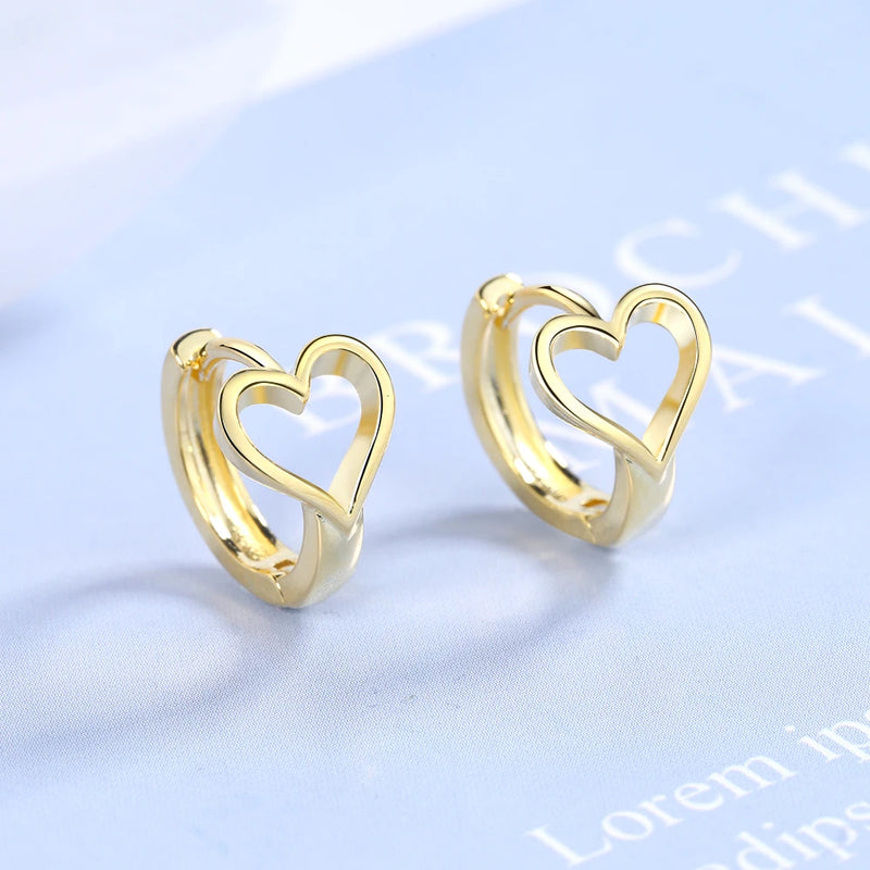 925 Sterling Silver Heart Ear Cuff Clip Earrings, No Piercing