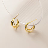925 Silver Hollow Three Layer Earrings Stud for Women Girls