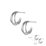 925 Silver Hollow Three Layer Earrings Stud for Women Girls
