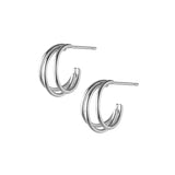 925 Silver Hollow Three Layer Earrings Stud for Women Girls