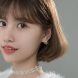925 Silver Hollow Three Layer Earrings Stud for Women Girls
