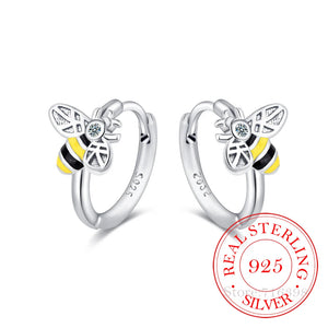925 Silver Bee Hoop Earrings Wedding Party Jewelry Gift Jfl