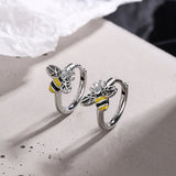 925 Silver Bee Hoop Earrings Wedding Party Jewelry Gift Jfl