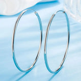 925 Sterling Silver Hoop Earrings 30mm-60mm Woman Circle Loop Silver Hoops