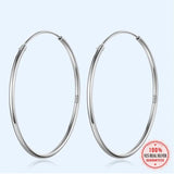 925 Sterling Silver Hoop Earrings 30mm-60mm Woman Circle Loop Silver Hoops