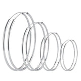 925 Sterling Silver Hoop Earrings 30mm-60mm Woman Circle Loop Silver Hoops