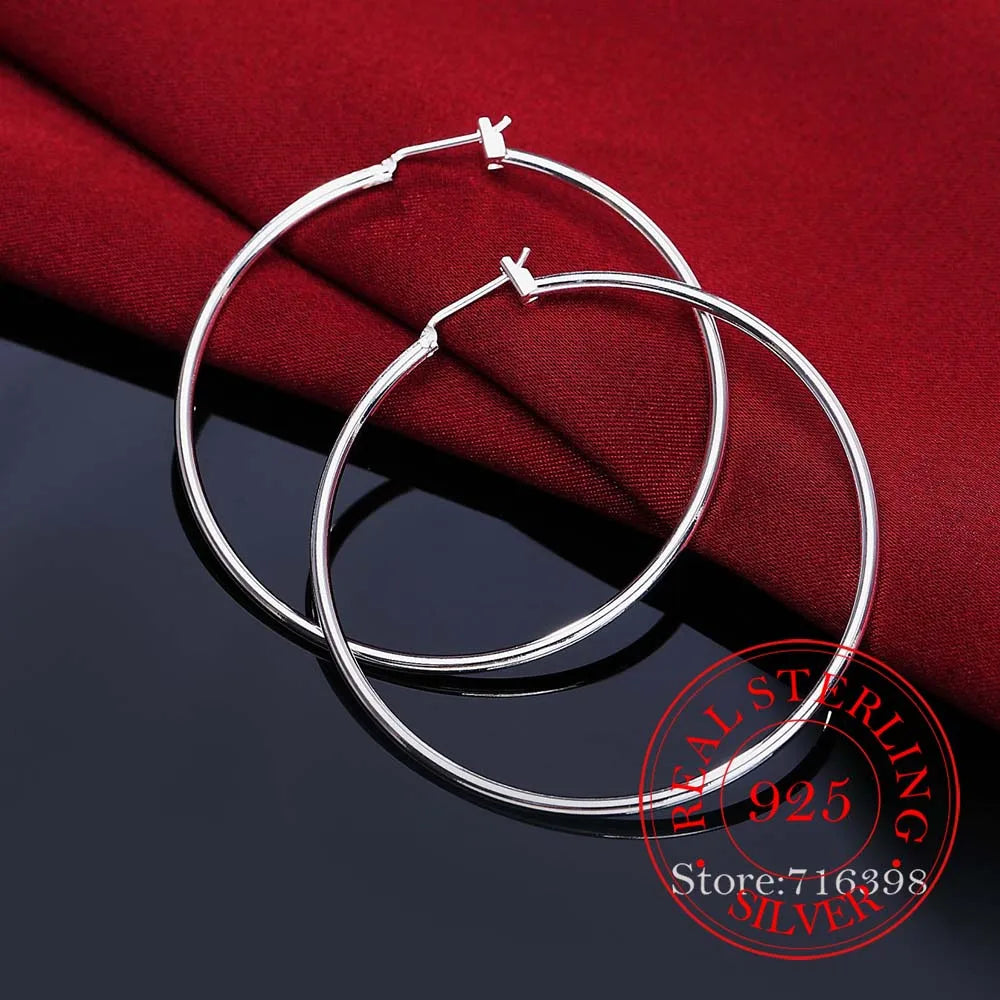 925 Sterling Silver Hoop Earring Vintage Party Earrings for Women Wedding