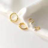925 Silver Huggie Hoop Earrings Shell Pearl Jewelry