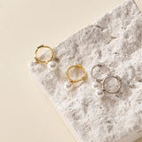925 Silver Huggie Hoop Earrings Shell Pearl Jewelry