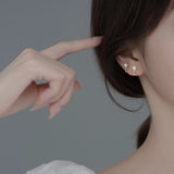 925 Silver Huggie Hoop Earrings Shell Pearl Jewelry