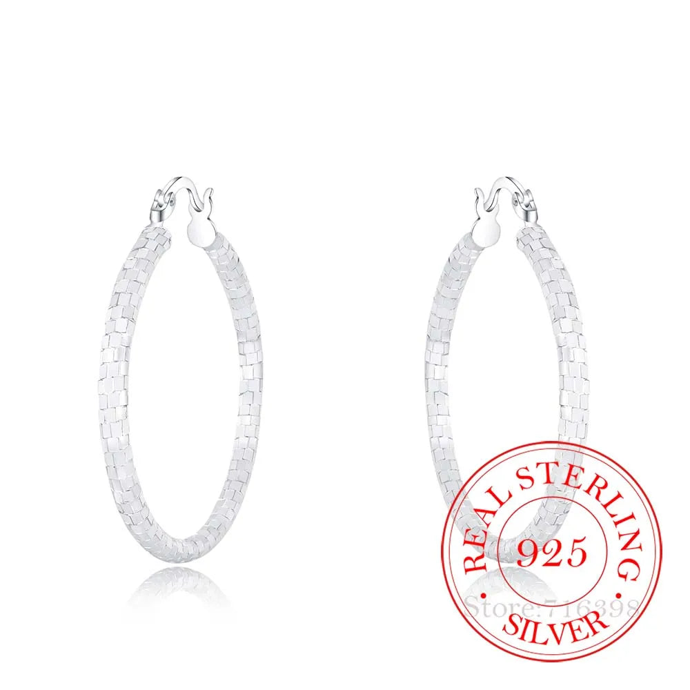 925 Silver Hoop Earrings Circle Vintage Party Jewelry Gift