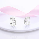 925 Silver CZ U Shape Star Moon Earrings