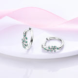 925 Silver CZ U Shape Star Moon Earrings