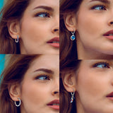 925 Silver CZ U Shape Star Moon Earrings