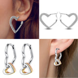 925 Silver Hoop Earrings Pave CZ U Shape Heart Colourful Jewelry