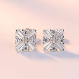 925 Sterling Silver Crystal Stud Earrings Women Jewelry Birthday Gift