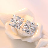 925 Sterling Silver Crystal Stud Earrings Women Jewelry Birthday Gift