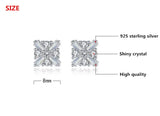 925 Sterling Silver Crystal Stud Earrings Women Jewelry Birthday Gift