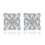 925 Sterling Silver Crystal Stud Earrings Women Jewelry Birthday Gift