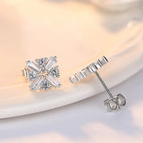 925 Sterling Silver Crystal Stud Earrings Women Jewelry Birthday Gift