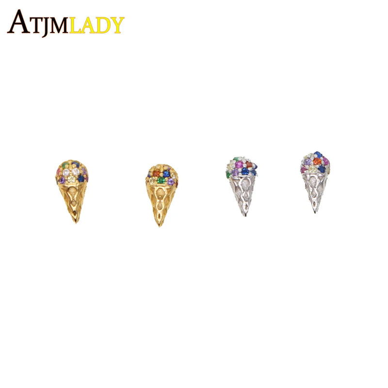 925 Silver Rainbow Cz Paved Summer Beach Earrings