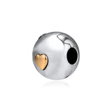 925 Sterling Silver Heart Clip K Charm for DIY Bracelets